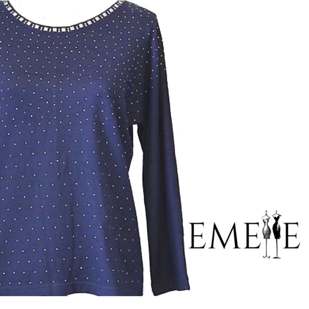 Cathy Daniels Womens Sweater XL Embellished Navy